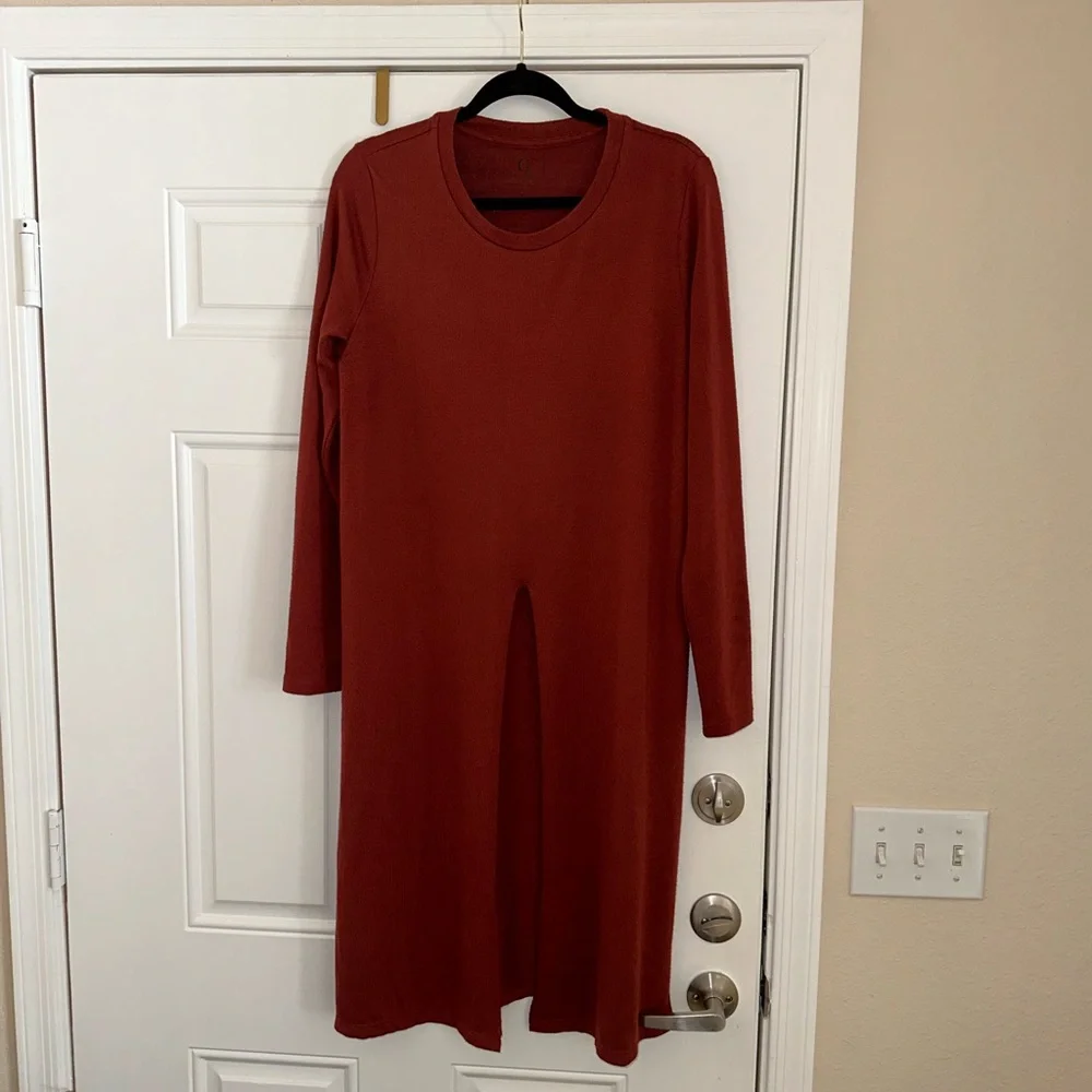 G by Giuliana Multi Slit Burnt Red Orange Dress Shirt size M - Picture 2 of 8